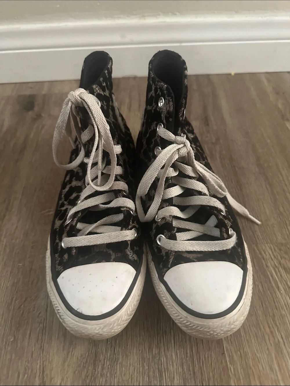 Converse High Top Sneakers Fuzzy Cheetah Leopard Print kids 4